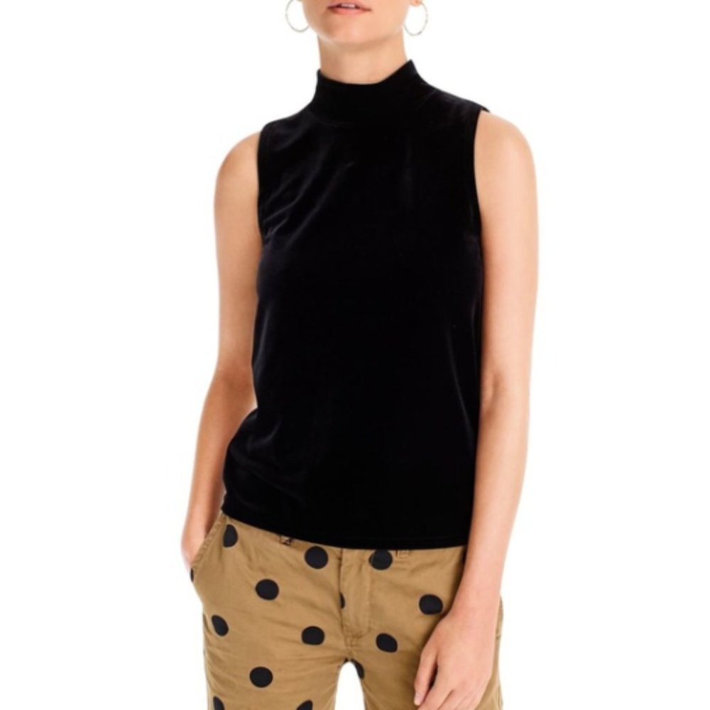 J. Crew Black Velvet Mockneck Tank Top - M